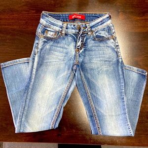 Straight leg blue jeans for little girls
